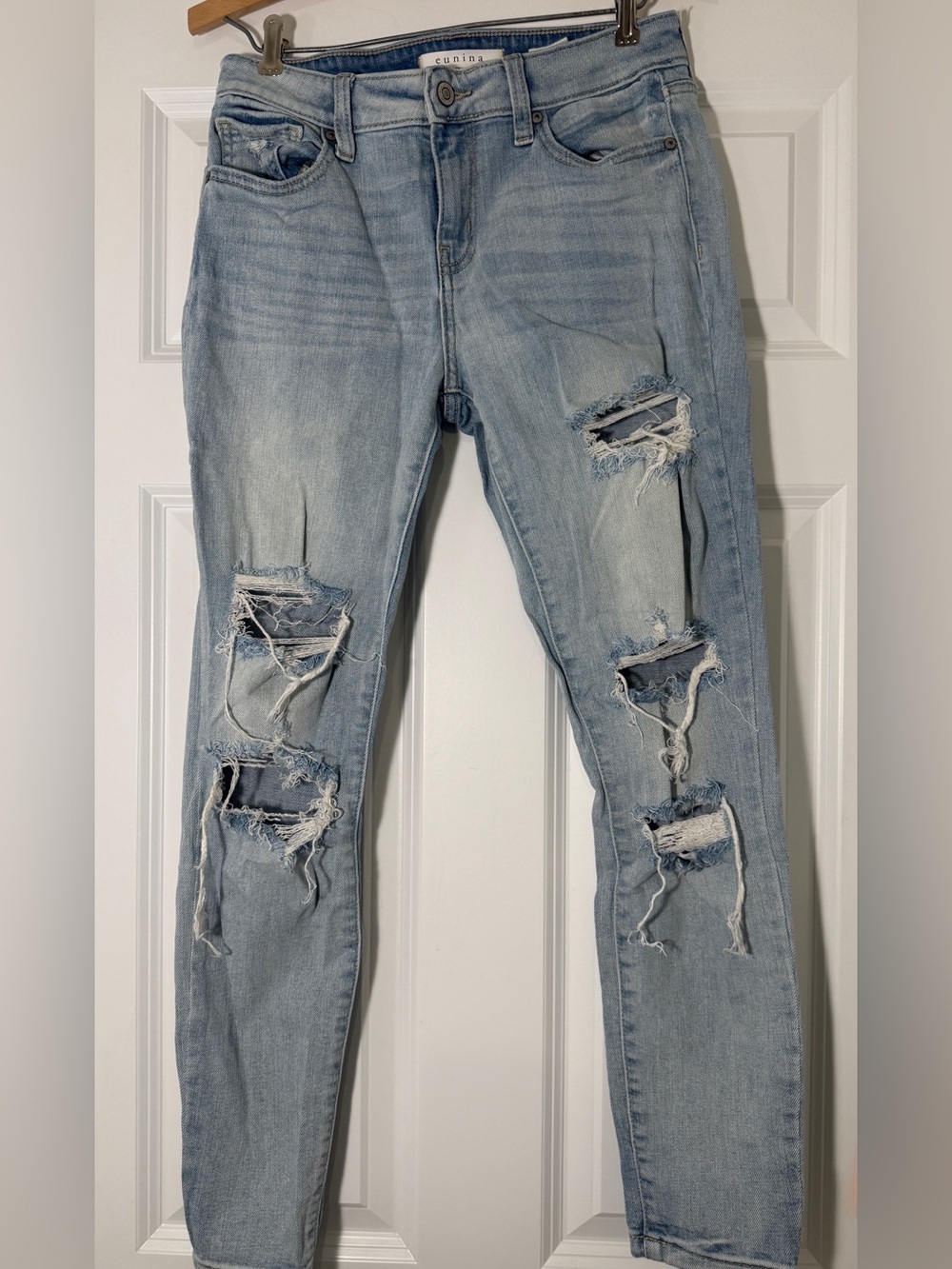 Eunina Light Wash Distressed Skinny Jeans